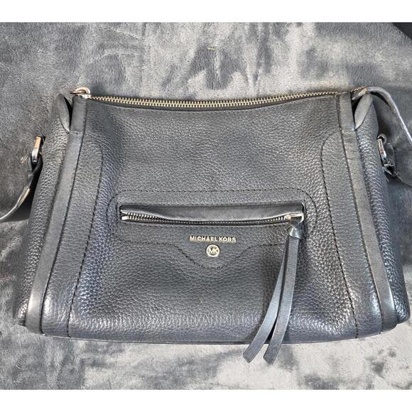Handbags - Michael Kors Carine Crossbody Pebbled Black Leather